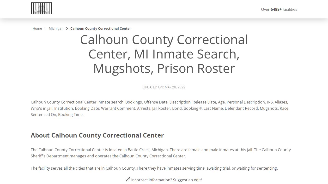 Calhoun County Correctional Center, MI Inmate Search ...